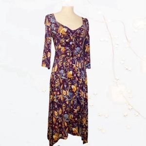Maeve by Anthropologie Beloved Fall Purple Floral Dress Size Small